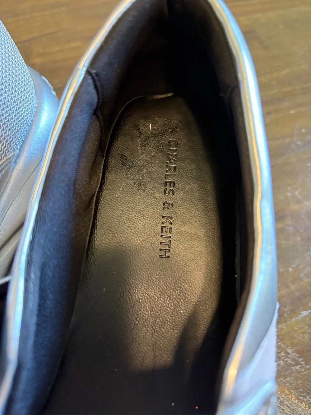 Charles & Keith Metallic Curved Platform Mary Jane Sneakers Silver 37 Edgy Goth